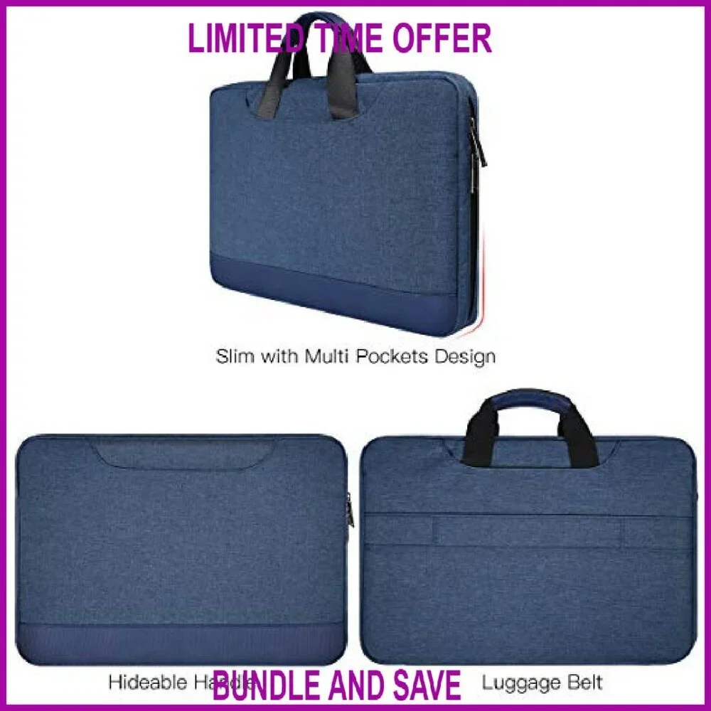14-15 Inch Laptop Sleeve Case with Organizer, Waterproof Canvas